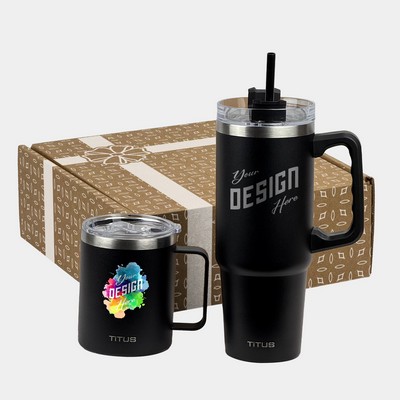 TiTUS® 30 oz Travel Mug with Straw & 12 oz Insulated Mug Gift Set